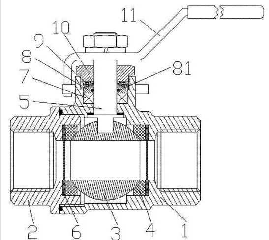 兩片式球閥結(jié)構(gòu)圖